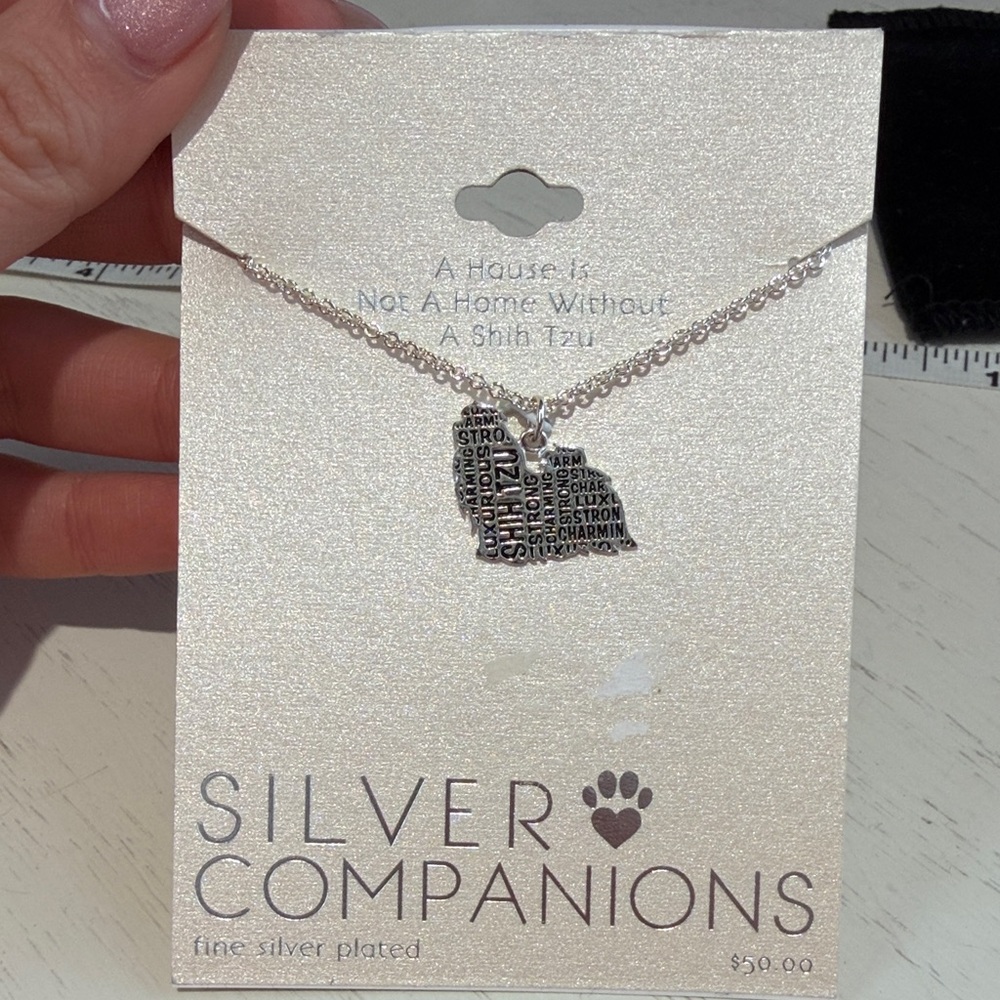 Shih Tzu Heart Necklace - Silver